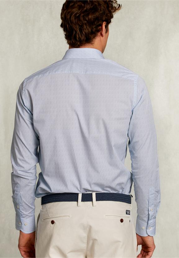 Custom Fit Dotted Shirt Blue/Green - Blanc