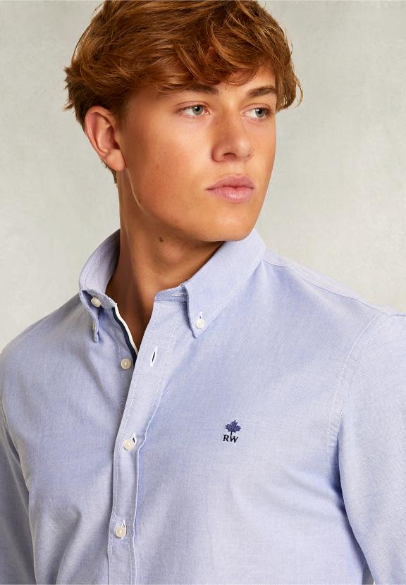 Custom Fit Cotton Shirt Blue - Bleu