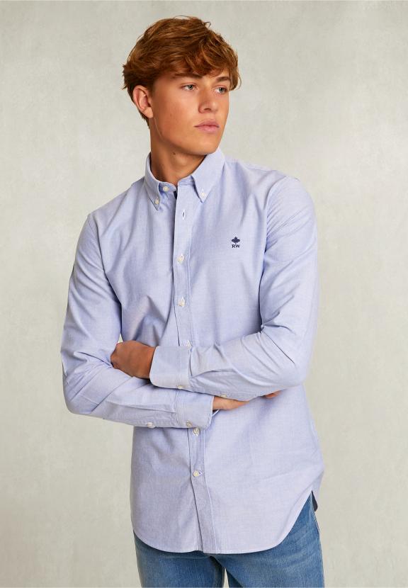 Custom Fit Cotton Shirt Blue - Bleu