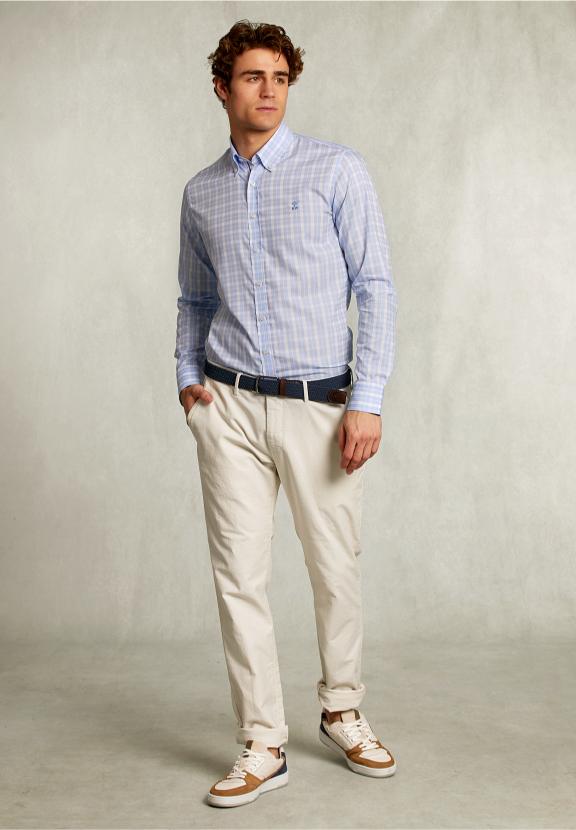 Custom Fit Checked Shirt Blue/White - Bleu
