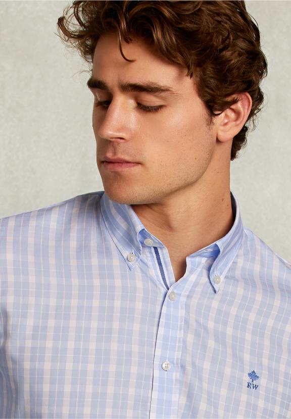 Custom Fit Checked Shirt Blue/White - Bleu