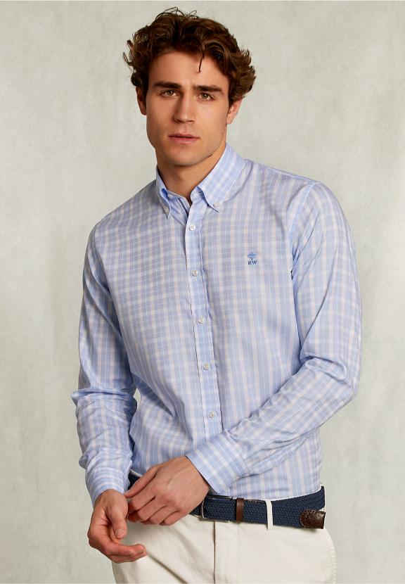 Custom Fit Checked Shirt Blue/White - Bleu