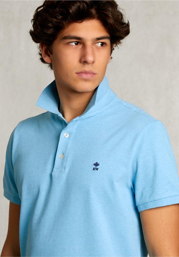 Custom Fit Pima Cotton Polo Bora Bora Mix - Bleu