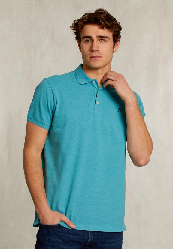 Custom Fit Pima Cotton Polo Mistral Mix - Bleu