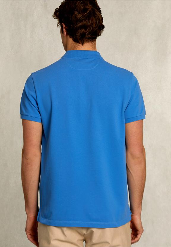 Custom Fit Pima Cotton Polo Ocean - Bleu