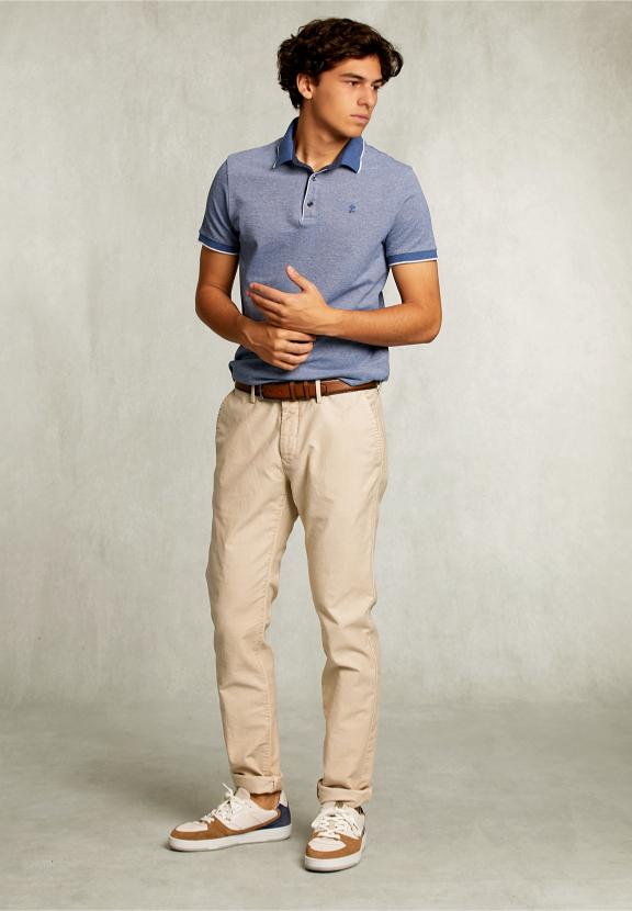 Custom Fit Cotton Polo Dark Mombasa Mix - Bleu