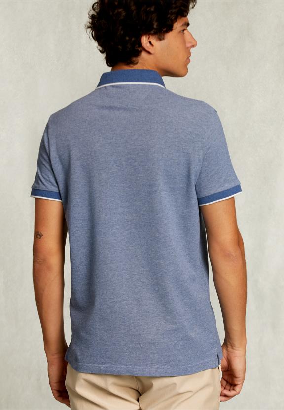 Custom Fit Cotton Polo Dark Mombasa Mix - Bleu