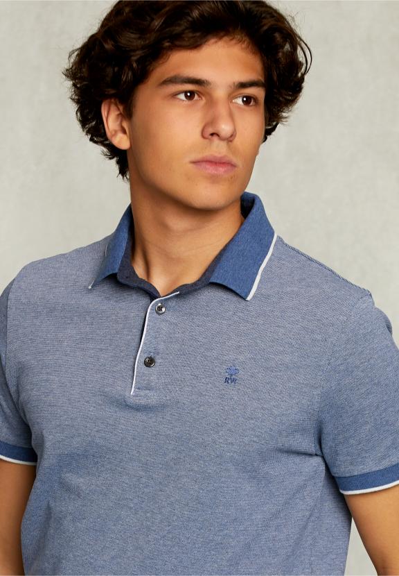 Custom Fit Cotton Polo Dark Mombasa Mix - Bleu