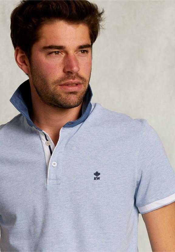Custom Fit Cotton Polo Seawater Mix - Bleu