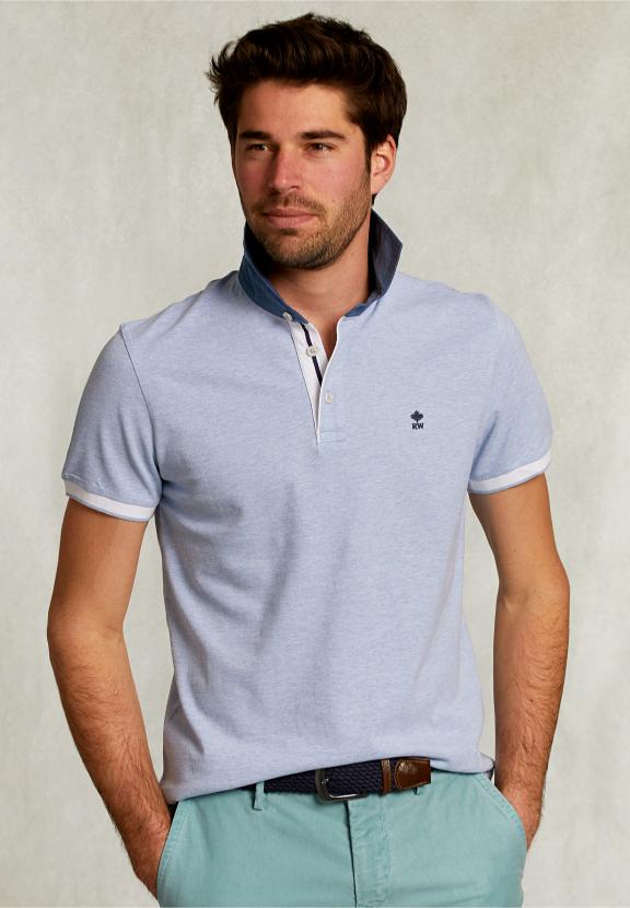 Custom Fit Cotton Polo Seawater Mix - Bleu