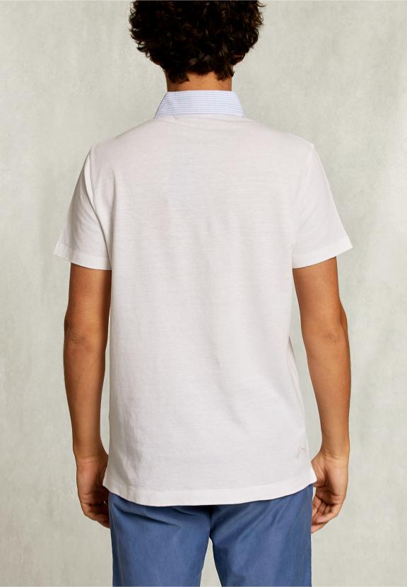 Custom Fit Cotton-Linen Polo White - Blanc