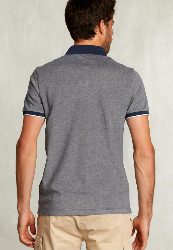 Custom Fit Cotton Polo Indian Ocean Mix - Bleu