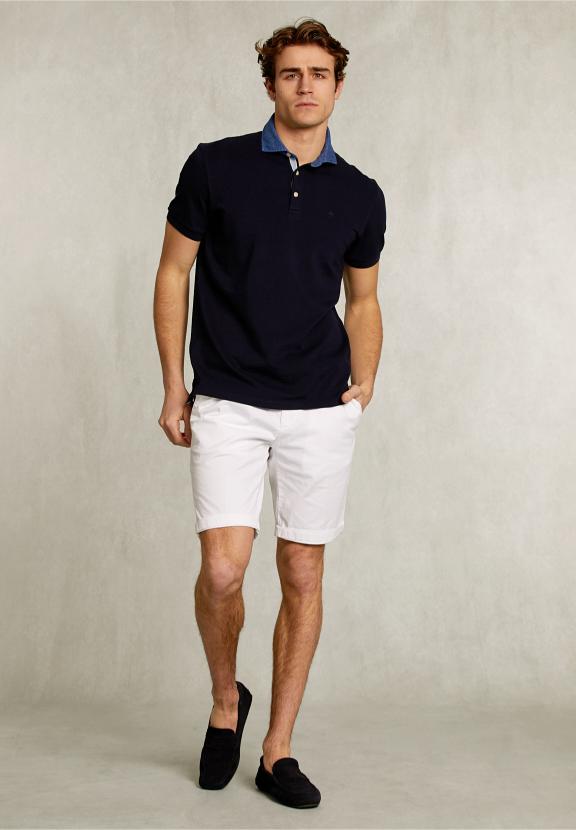 Custom Fit Cotton Polo Navy - Bleu