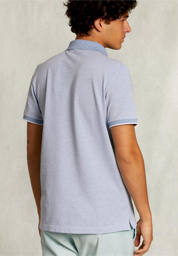 Custom Fit Cotton Polo Dark Oyster Mix - Bleu