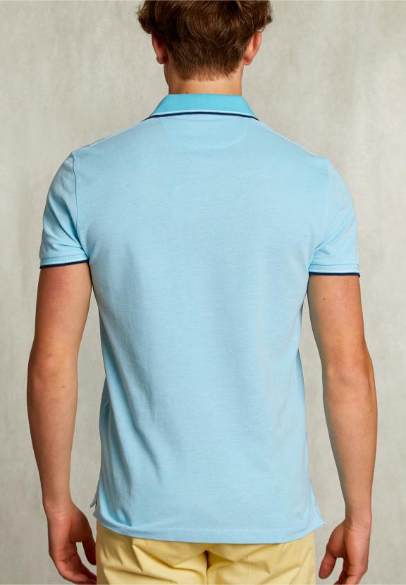 Custom Fit Cotton Polo Bora Bora - Bleu
