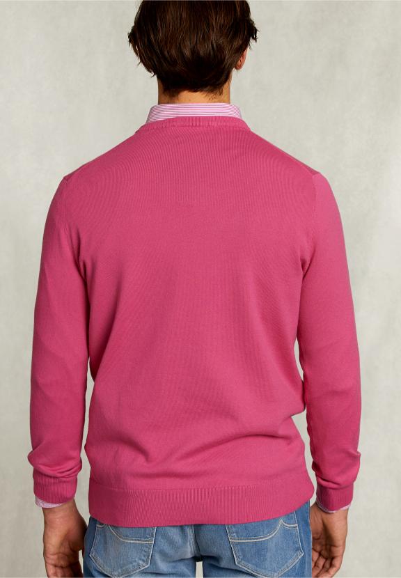 Normal Fit Basic Cotton Crew Neck Pullover Amaranth - Rose