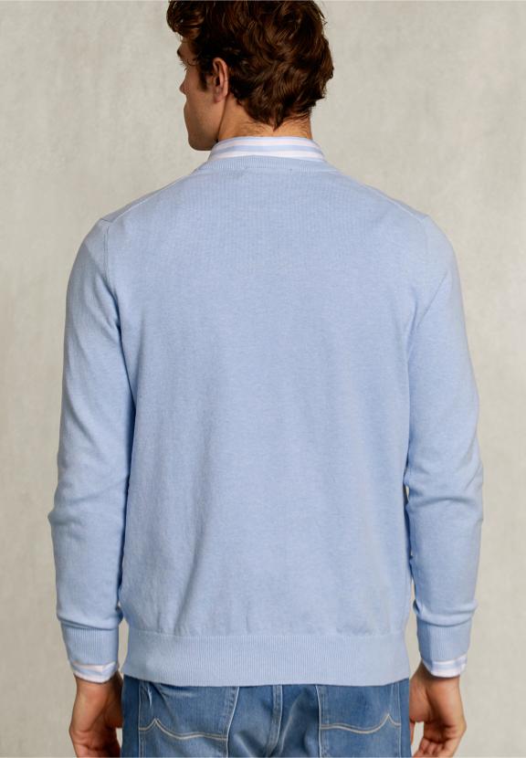 Normal Fit Basic Cotton Crew Neck Pullover Ice Queen Mix - Bleu