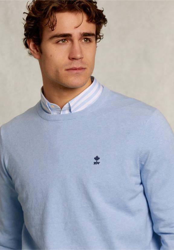 Normal Fit Basic Cotton Crew Neck Pullover Ice Queen Mix - Bleu
