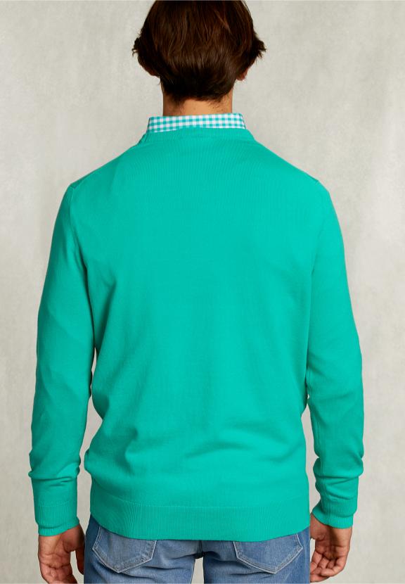 Normal Fit Basic Cotton Crew Neck Pullover Moscow Mule - Vert