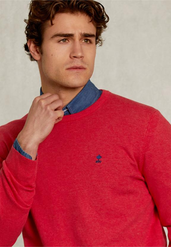 Normal Fit Basic Cotton Crew Neck Pullover Punch Mix - Orange