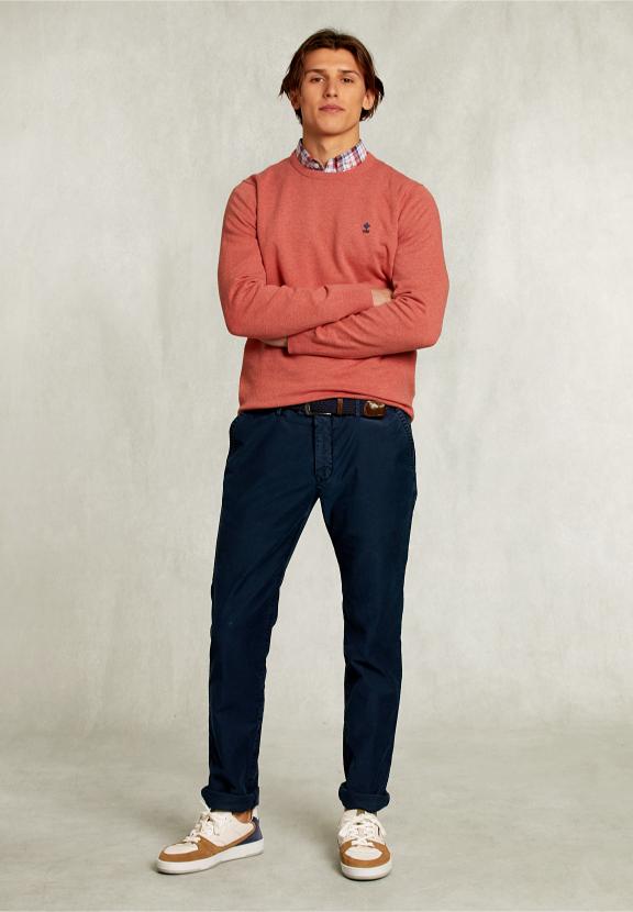 Normal Fit Basic Cotton Crew Neck Pullover Terra Mix - Orange