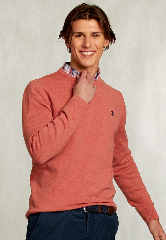 Normal Fit Basic Cotton Crew Neck Pullover Terra Mix - Orange