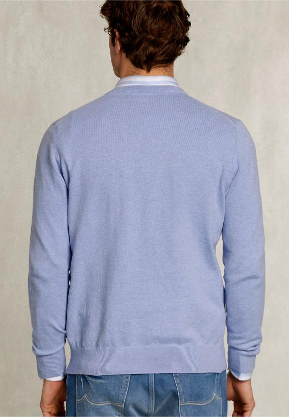 Normal Fit Basic Cotton Crew Neck Pullover Tropez Mix - Bleu