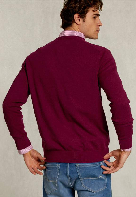 Normal Fit Basic Cotton V-Neck Pullover Cuberdon Mix - Violet