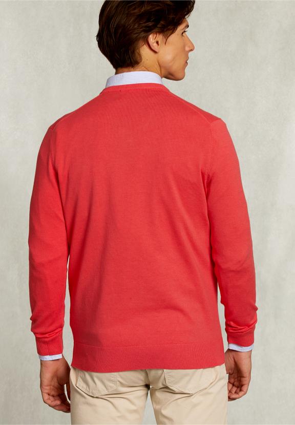 Normal Fit Basic Cotton V-Neck Pullover Cosmopolitan - Rose