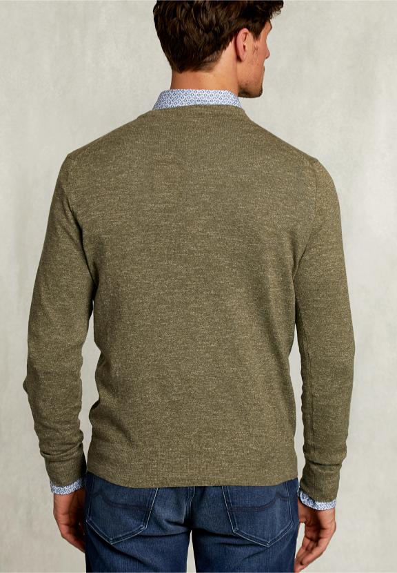 Custom Fit Cotton-Linen Sweater Savanna - Kaki