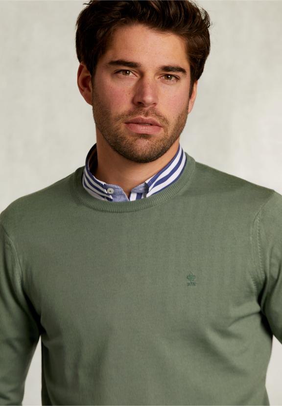 Custom Fit Merino Crew Neck Pullover Equator - Kaki