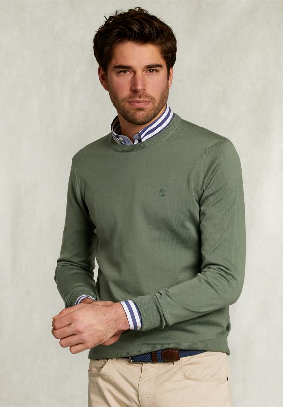Custom Fit Merino Crew Neck Pullover Equator - Kaki