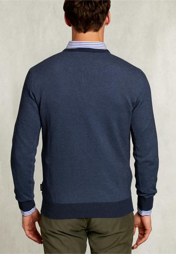 Custom Fit V-Neck Sweater Dark Mombasa Mix - Bleu