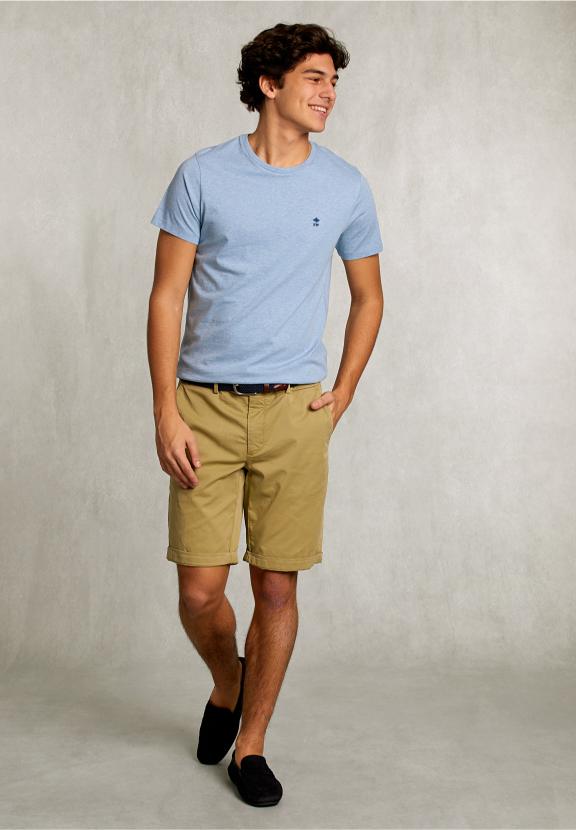 Cotton Chino Short Leek - Khaki