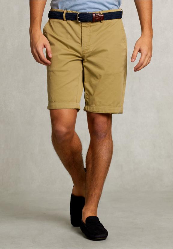 Cotton Chino Short Leek - Khaki
