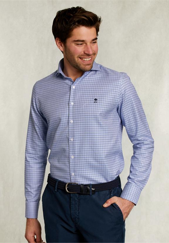 Slim Fit Fantasy Shirt Blue/White - Bleu
