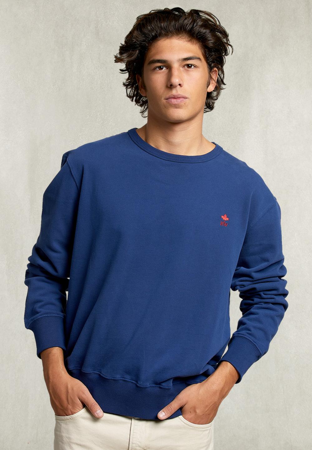 Basic Crew Neck Sweater Oxford Blue - Bleu