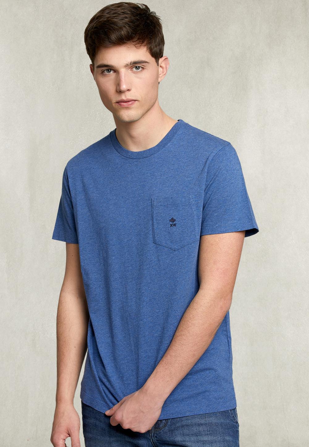 Custom Fit Pima Cotton T-Shirt With Pocket Denim Mix - Bleu