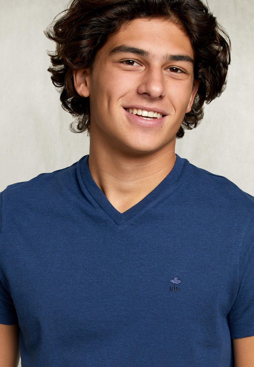 Slim Fit Pima Cotton T-Shirt Deep Blue Mix - Bleu