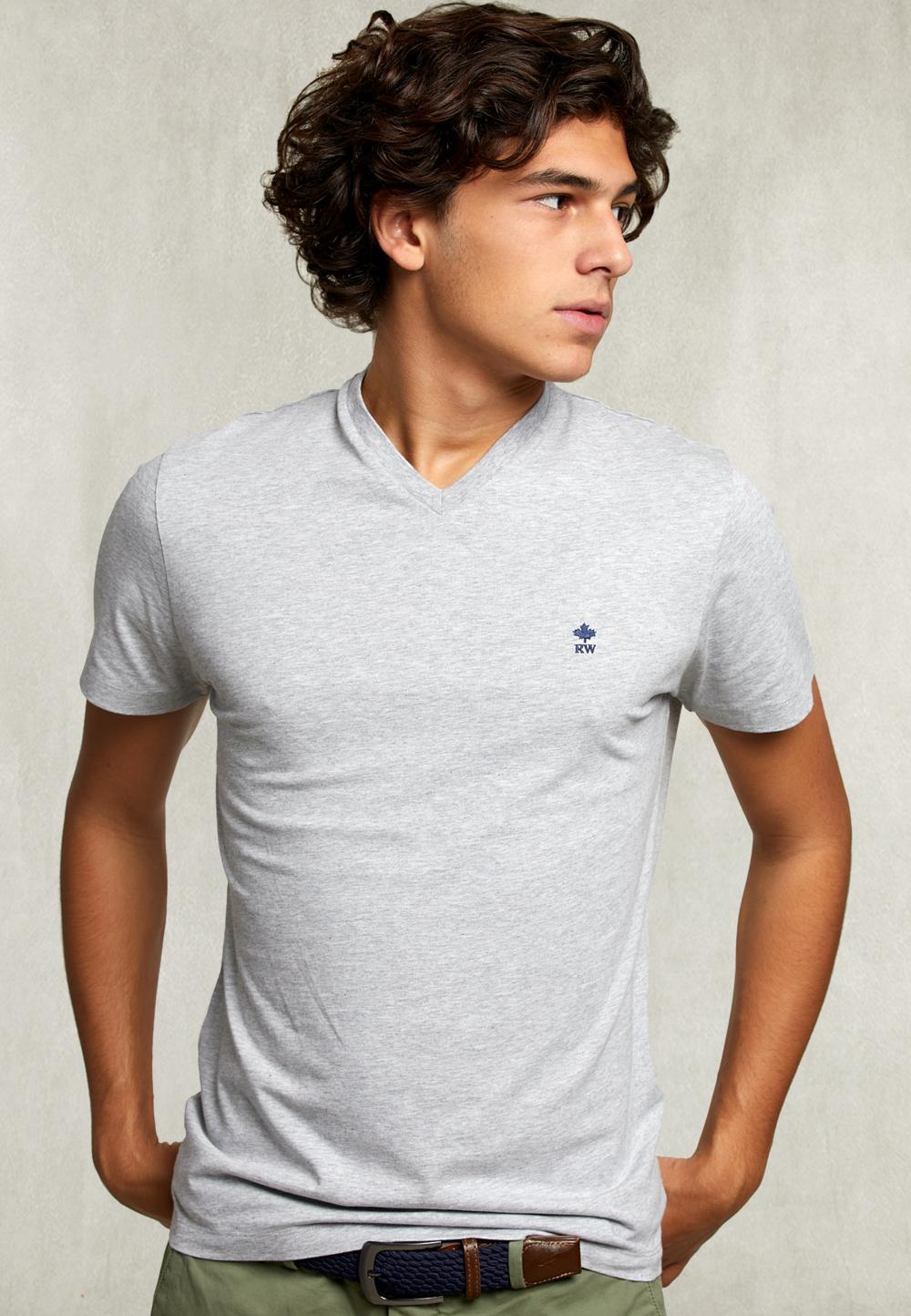 Slim Fit Pima Cotton T-Shirt Oyster Mix - Gris