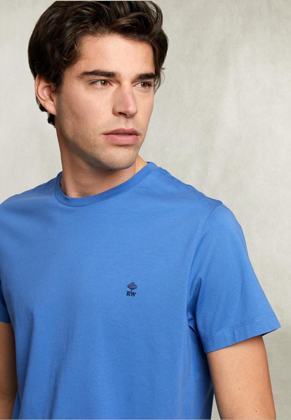 Custom Fit Pima Cotton Crew Neck T-Shirt Blue Bird - Bleu