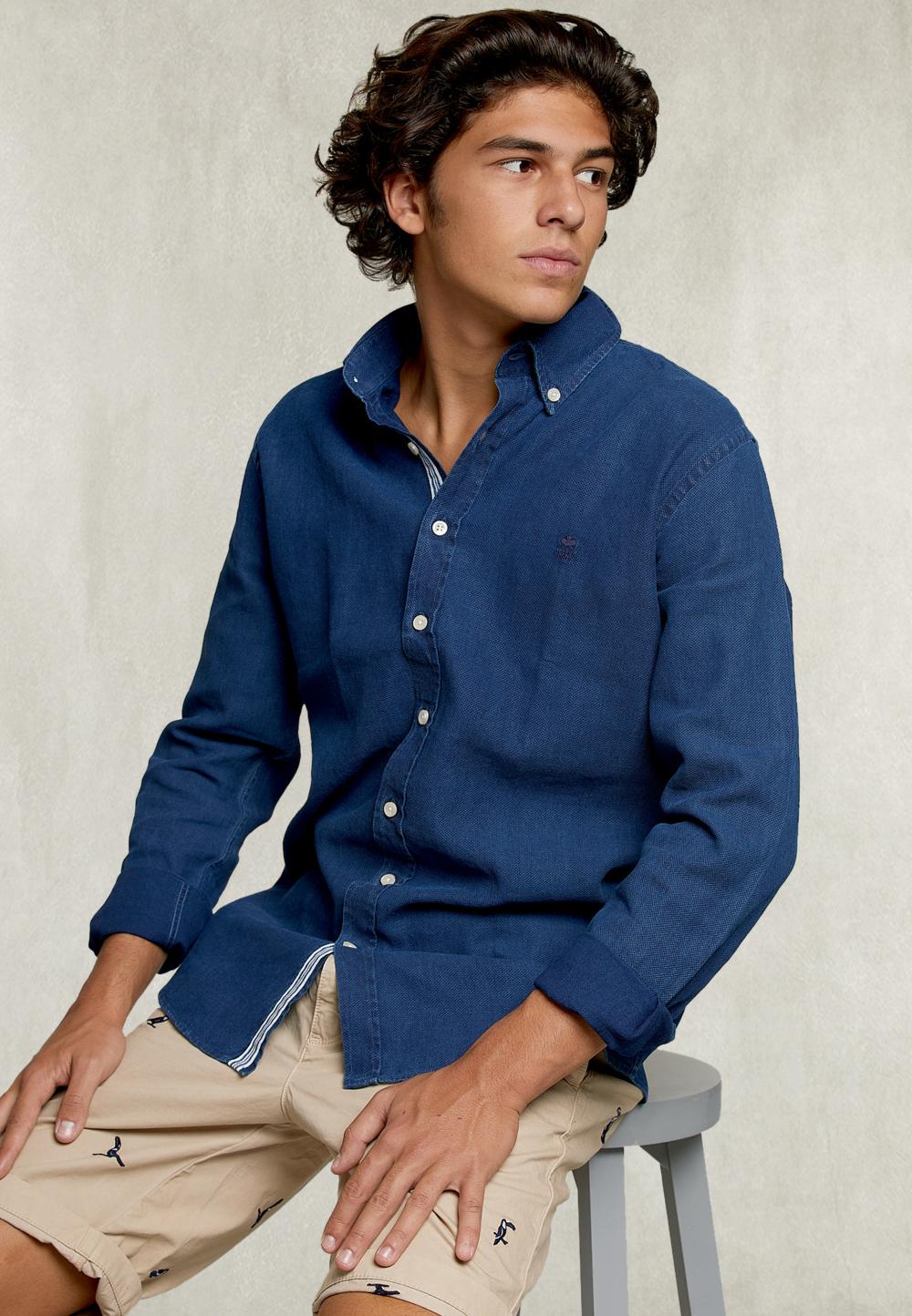 Custom Fit Shirt Blue - Bleu