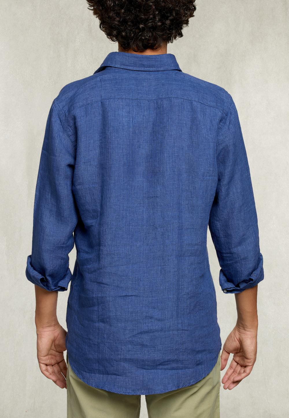 Custom Fit Linen Shirt Jeans - Bleu