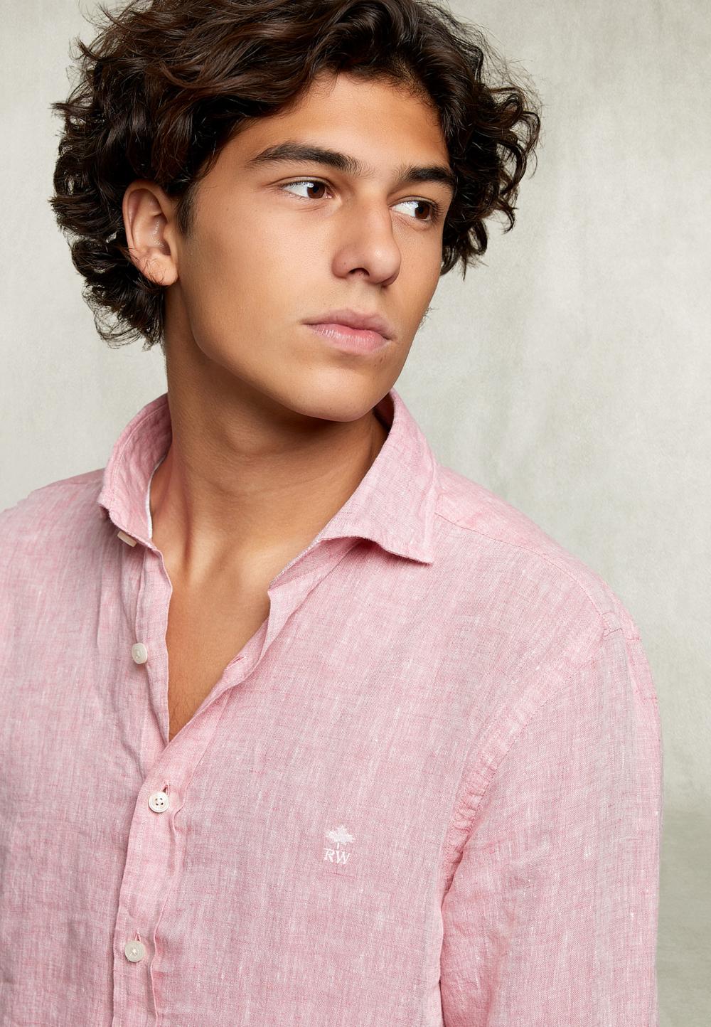 Custom Fit Linen Shirt Peach - Rose