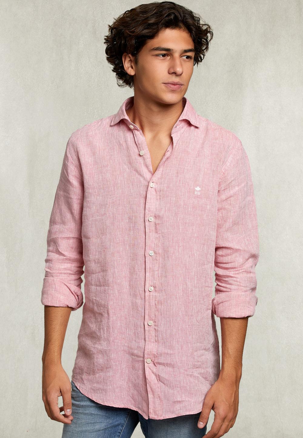 Custom Fit Linen Shirt Peach - Rose