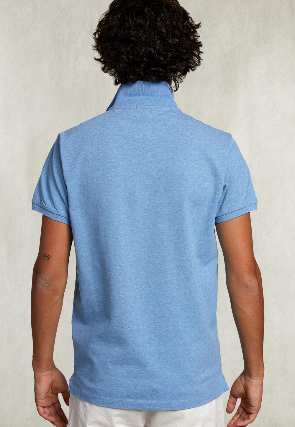 Custom Fit Pima Cotton Polo Chambray Mix - Bleu