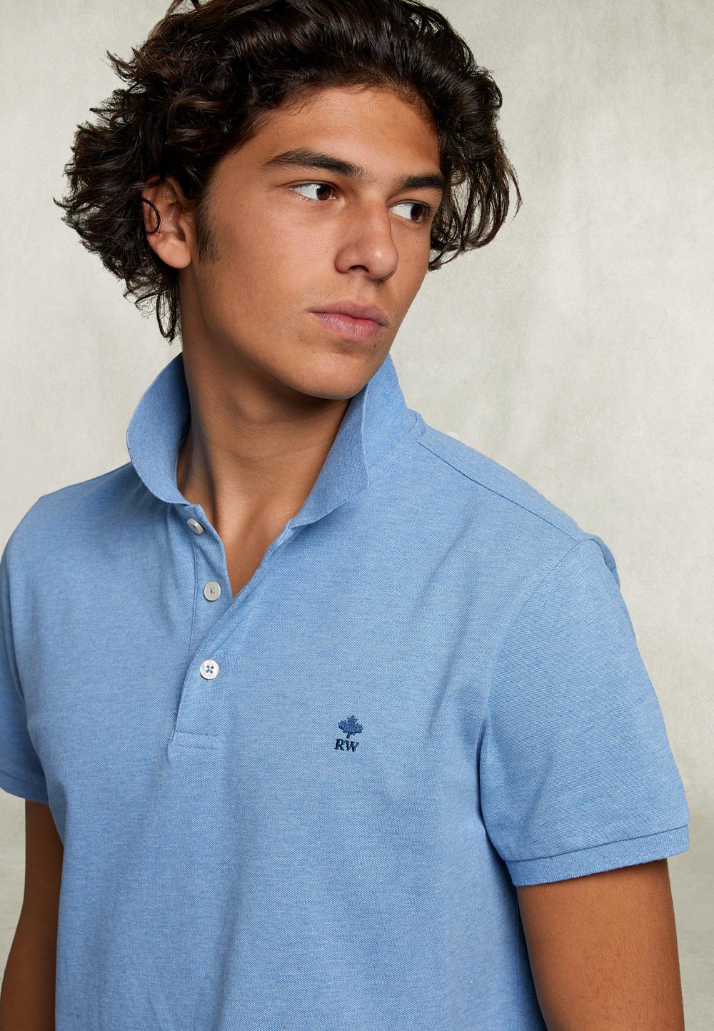 Custom Fit Pima Cotton Polo Chambray Mix - Bleu