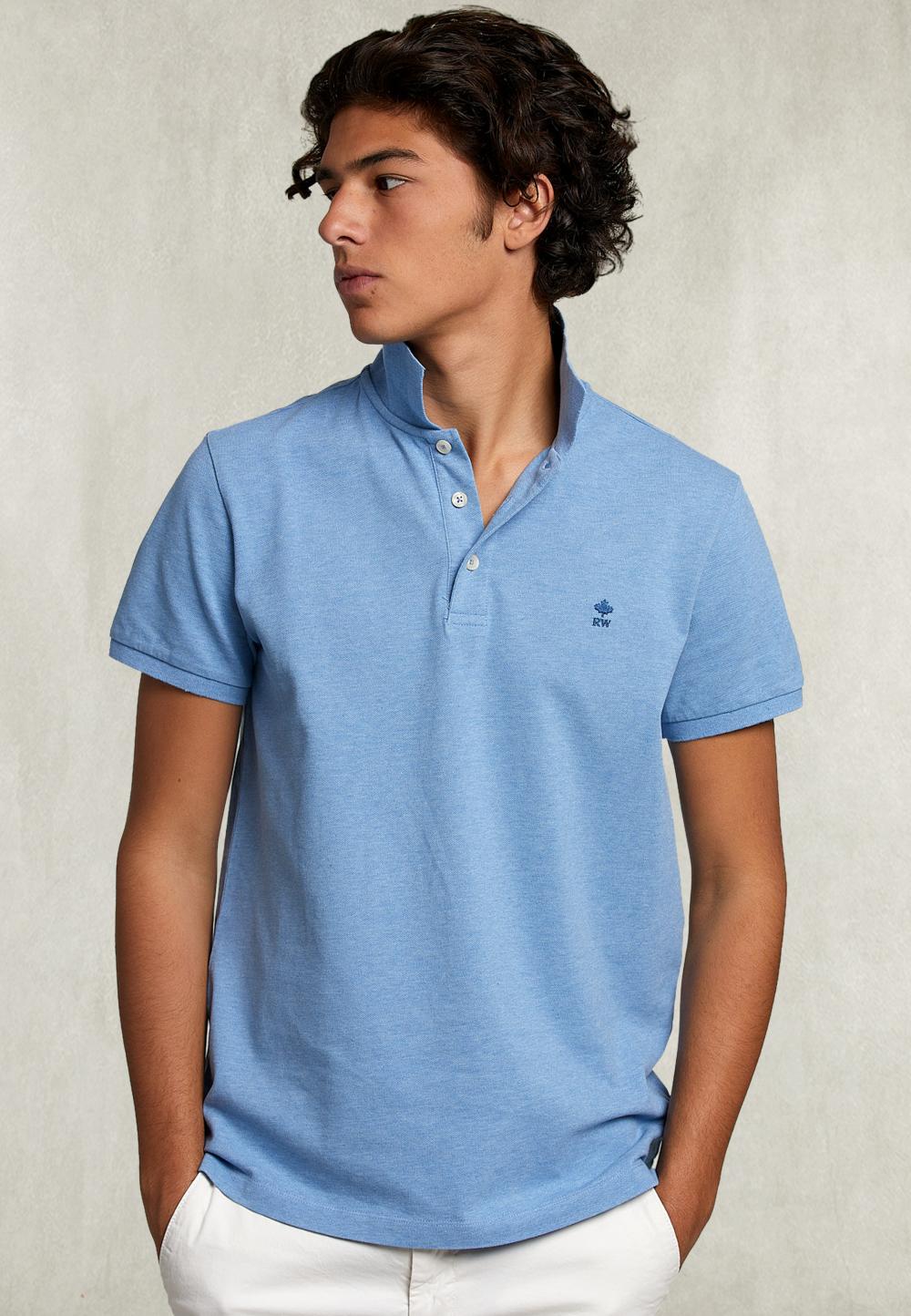 Custom Fit Pima Cotton Polo Chambray Mix - Bleu