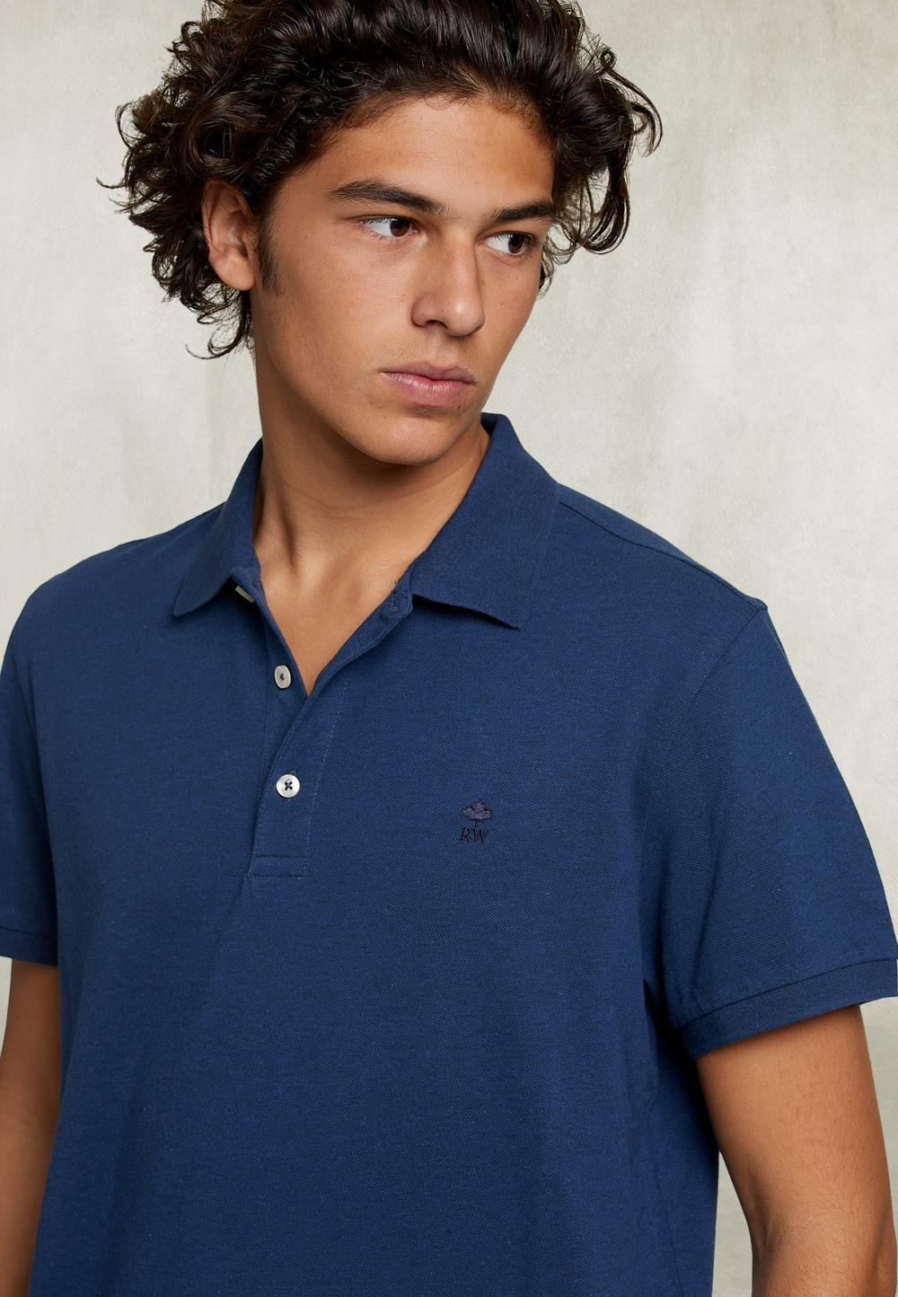 Custom Fit Pima Cotton Polo Deep Blue Mix - Bleu