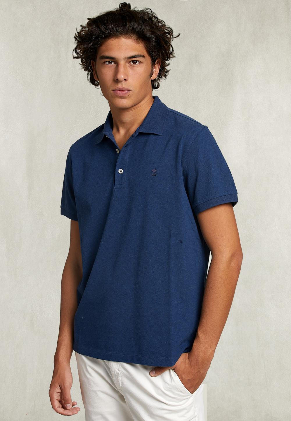 Custom Fit Pima Cotton Polo Deep Blue Mix - Bleu